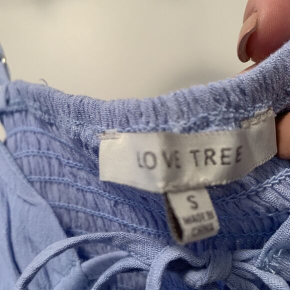 Love Tree Woven Solid Cami Cutout Smocked Peplum Dress-SMALL - Picture 3 of 6